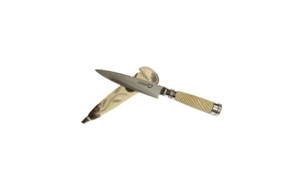 HAND BRAIDED RAWHIDE LEATHER HANDLED, FIXED BLADE GAUCHO KNIFE - EA-CI0006214/2188