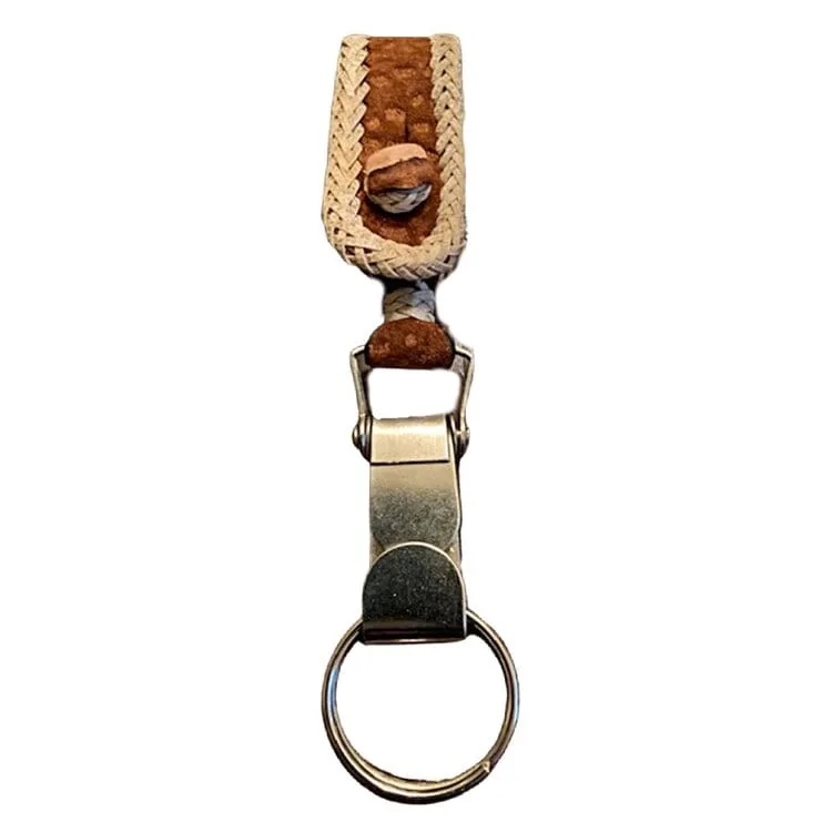 AUTHENTIC CARPINCHO / CAPYBARA HIDE CLIP STYLE KEYCHAIN / KEY RING / RAWHIDE BRAIDING