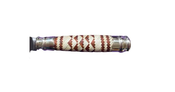 "TIENTO" HAND BRAIDED RAWHIDE GAUCHO KNIFE HANDLE WITH ALPACA SILVER ACCENTS - Image 3