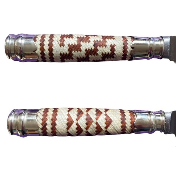 "TIENTO" HAND BRAIDED RAWHIDE GAUCHO KNIFE HANDLE WITH ALPACA SILVER ACCENTS - Image 2