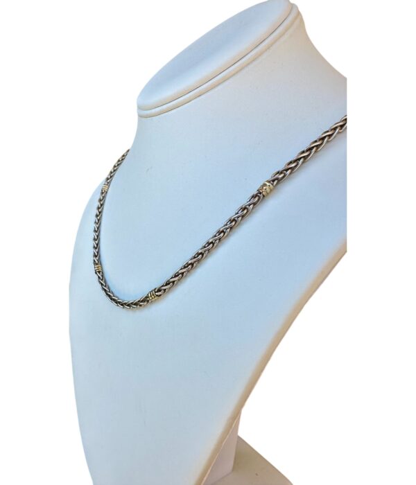 HANDMADE SOLID STERLING SILVER WITH 18KT GOLD, UNISEX NECK CHAIN - UNIQUE BRAIDED STYLE CHAIN!