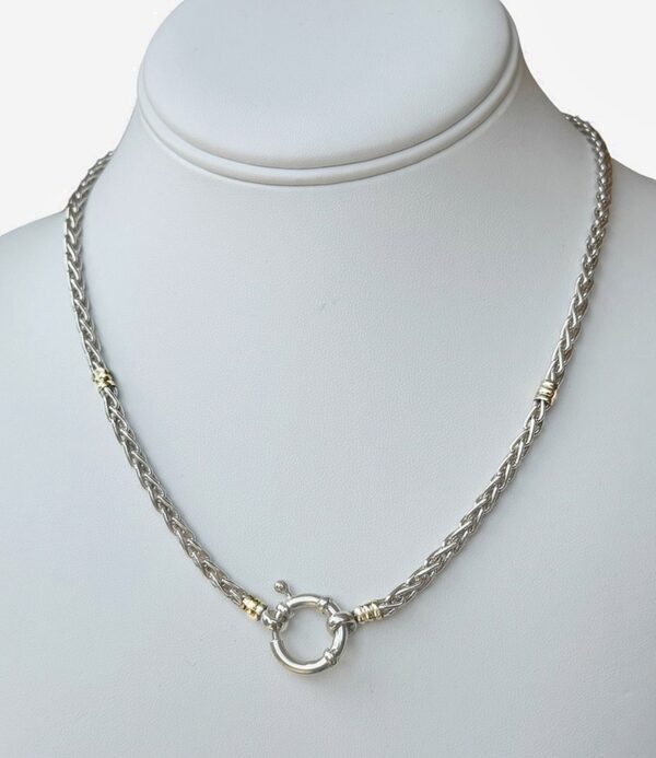HANDMADE STERLING SILVER AND 18KT GOLD, 2-TONED NECK CHAIN - UNISEX, MADE IN ARGENTINA - MJ-PIG100/R