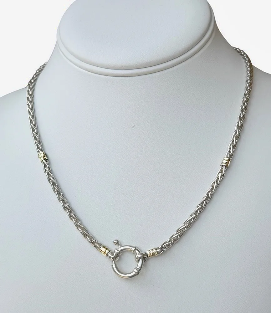 Braided silver and gold chain
