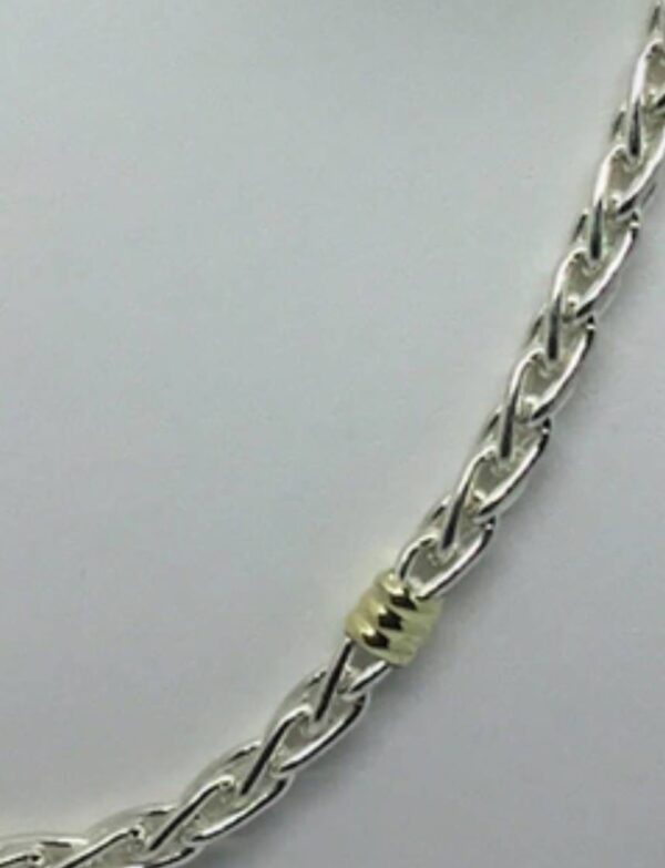 HANDMADE STERLING SILVER AND 18KT GOLD, 2-TONED NECK CHAIN - UNISEX, MADE IN ARGENTINA - MJ-PIG100/R - Image 5
