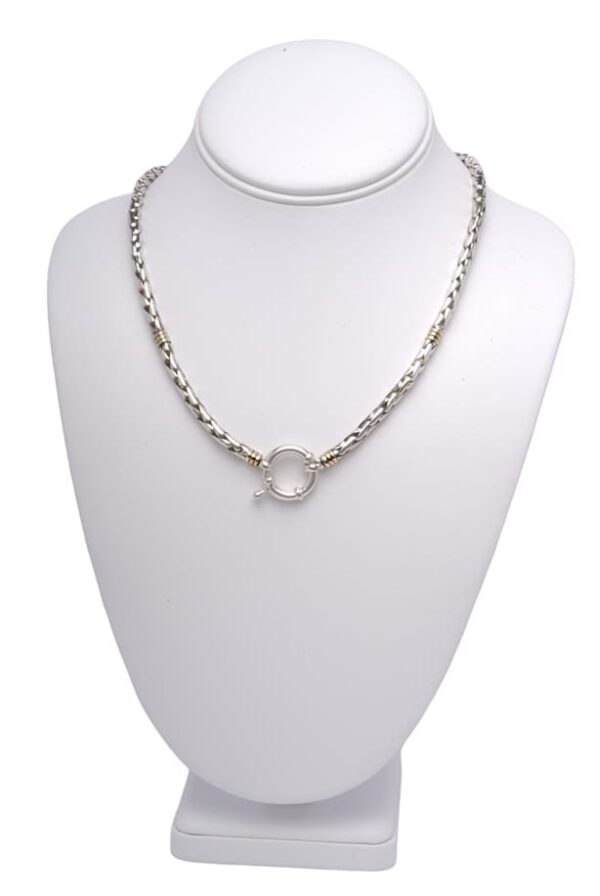 6MM EXTRA HEAVY HAND BRAIDED, SOLID STERLING SILVER & 18KT GOLD UNISEX NECK CHAIN - BEAUTIFUL, UNIQUE & HANDMADE! - MJ-RON125-R - Image 3
