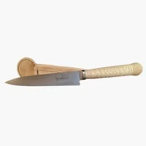 RAWHIDE LEATHER HAND BRAIDED GAUCHO KNIFE - STAINLESS STEEL FULL TANG BLADE - MART-2516
