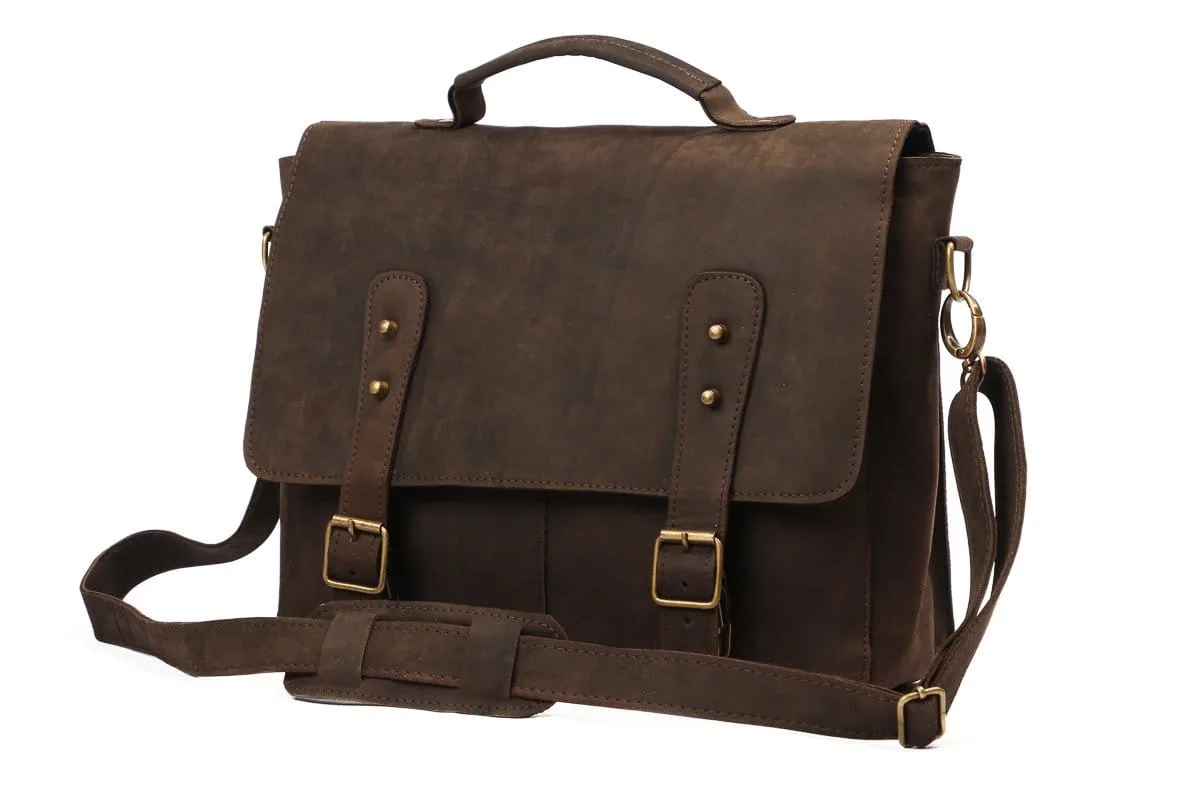 100% HANDMADE IN ARGENTINA! PREMIUM ARGENTINIAN COWHIDE LEATHER MESSAGER BAG - UNISEX, ADJUSTABLE SHOULDER STRAP - MALETIN VINTAGE MODEL - Image 2