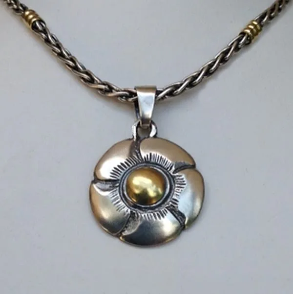 SOILD STERLING SILVER CONTOURED SCALLOPED TUDOR ROSE PENDANT - O-MC046/12 - Image 2