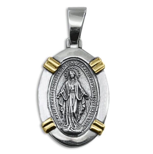 UNISEX LARGE SIZE MIRACULOUS MARY MEDAL AKA THE IMMACULATE CONCEPTION MEDALLION, HANDMADE IN ARGENTINA - O-MC110/25