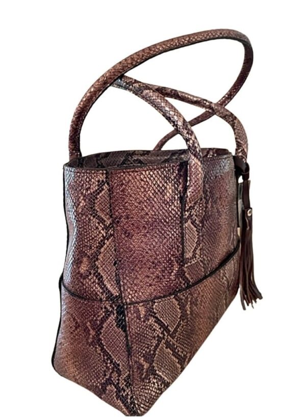 Reptile Printed Genuine Argentine Cowhide Leather Tote Bag – Handcrafted Unique Design - Image 3