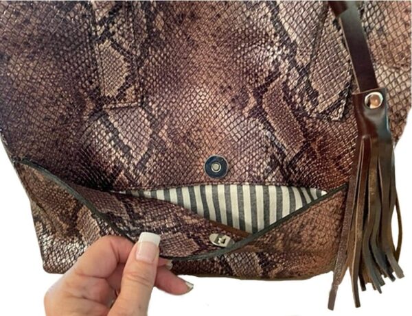 Reptile Printed Genuine Argentine Cowhide Leather Tote Bag – Handcrafted Unique Design - Image 4