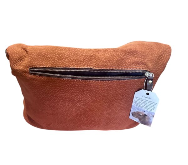 Elegant Capybara Shoulder Bag with Cowhide Strap and XL Front Pocket - Image 2