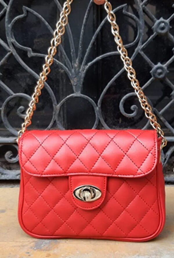 HANDMADE DESIGNER INSPIRED, GENUINE ARGENTINIAN LEATHER BAG WITH CONVERTABLE CHAIN STRAP, MULTIPLE COLOR CHOICES  - QUILTED TOP STITCHING - OZ-373/2162 - Image 6