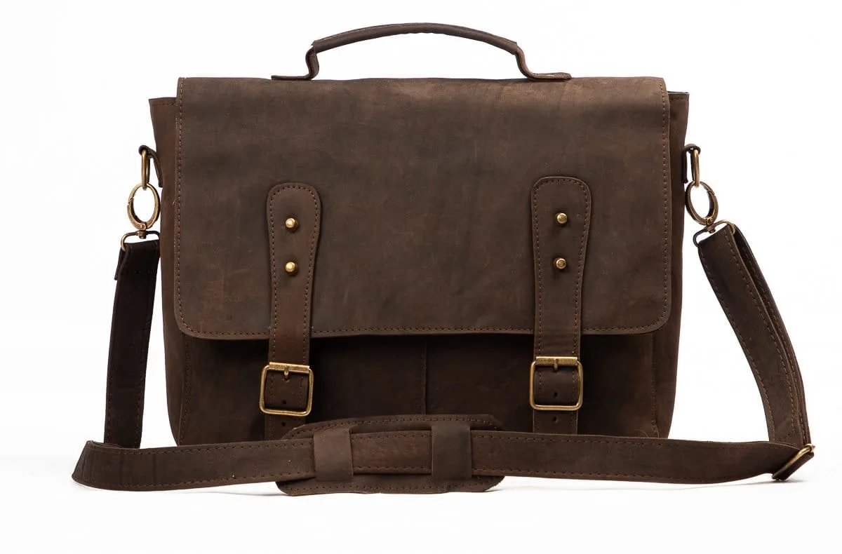 100% HANDMADE IN ARGENTINA! PREMIUM ARGENTINIAN COWHIDE LEATHER MESSAGER BAG - UNISEX, ADJUSTABLE SHOULDER STRAP - MALETIN VINTAGE MODEL