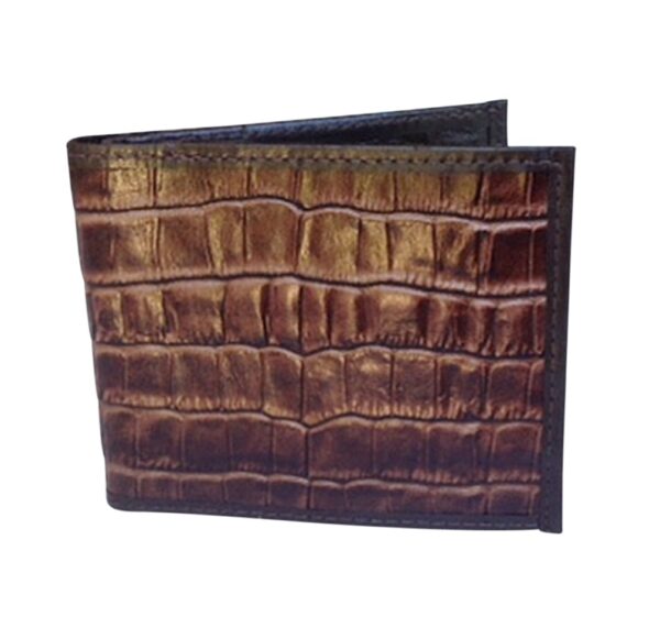Men's Croc-Embossed Argentine Leather Credit Card Wallet – Available in Black or Chocolate Brown, Dollar Size (PI-ELWD/6)
