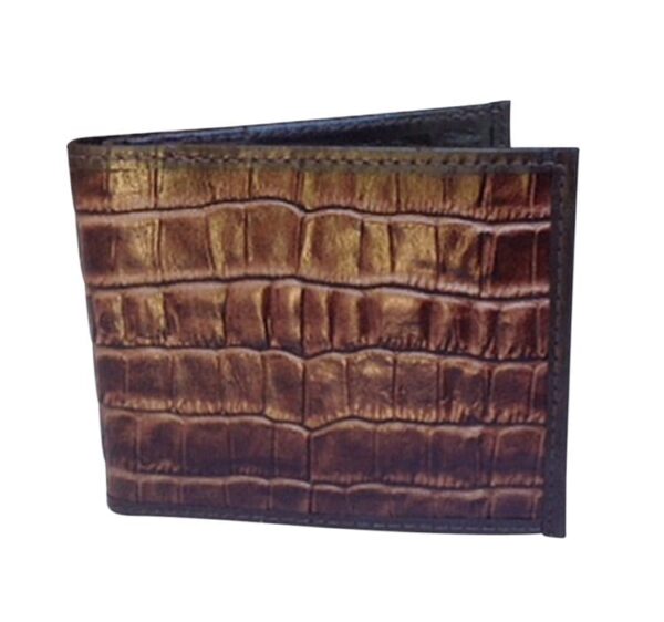 Jet Black Croc-Embossed Leather Wallet – Euro Size for International Style - PI-EBWD/6