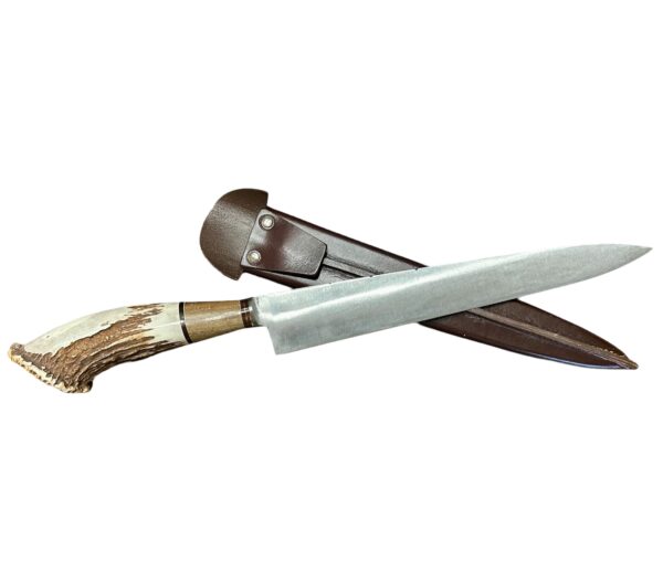 HUGE ANTLERED & ARGENTINE HARDWOOD GAUCHO KNIFE WITH 30CM HEAVY CARBON STEEL BLADE - ONE OF A KIND! - Image 3