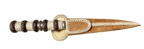 HAND BRAIDED RAWHIDE TIENTOS HANDLE - FIXED BLADE GAUCHO KNIFE - PL-CUCH22/45-DB - Image 4