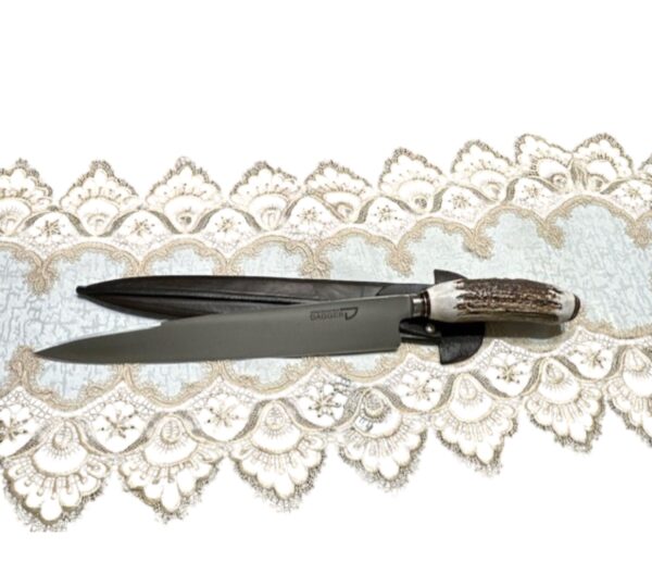 HANDMADE CARBON STEEL 30CM EXTRA LARGE, HEAVY, THICK STAGHORN HANDEL GAUCHO KNIFE - HANDMADE IN ARGENTINA - PW-30/2888-CS