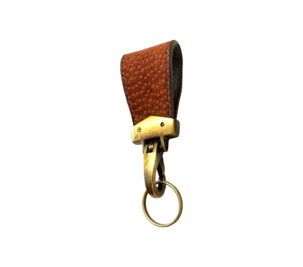 Carpincho / Capybara Hide and Brass Accented Belt Clip, Swivel Key Ring - PL-LLA16/9-C - Image 6