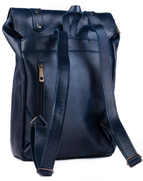 HANDMADE, 100% ARGENTINIAN LEATHER, UNISEX BACKPACK - SLIM, TAPERED DESIGN, ROOMY - RGC-AMSTERDAM/6938-BL - Image 5