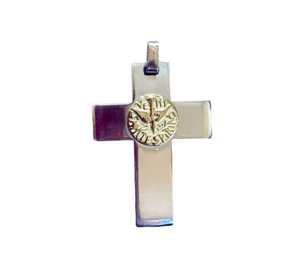Sophisticated .925 Sterling Silver Pendant with 18kt Gold Holy Spirit Medallion - AU-CrHS/35 - Image 3