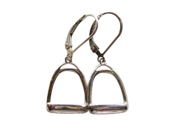SOLID STERLING SILVER 3-D IRON RIDING STIRRUP EARRINGS / LEVER BACK - SMOK-14 - Image 2