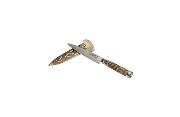 HAND BRAIDED & KNOTTED ARGENTINE GAUCHO KNIFE WITH HAND STITCHED EMBROIDERED RAWHIDE SCARAB - EA-CI 6114/1712-R - Image 6