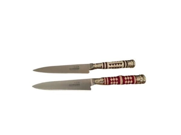 HAND BRAIDED FIXED BLADE GAUCHO KNIFE WITH ALPACA ACCENTS & RAWHIDE TOP STITCHED SCARAB - CUCA200/3303