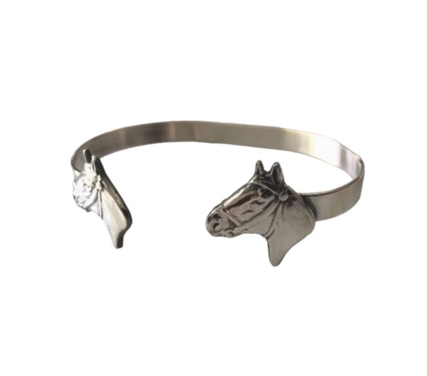 Rigid Style 'Cuff' Horse Head Bracelet - Handmade of Alpaca Silver and Sterling Silver - Fits Small or Medium Women's Wrist - Image 3