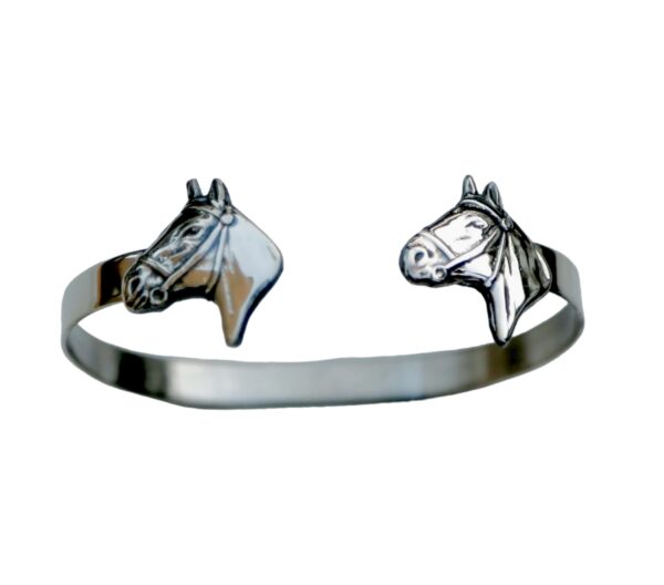 Rigid Style 'Cuff' Horse Head Bracelet - Handmade of Alpaca Silver and Sterling Silver - Fits Small or Medium Women's Wrist - Image 2