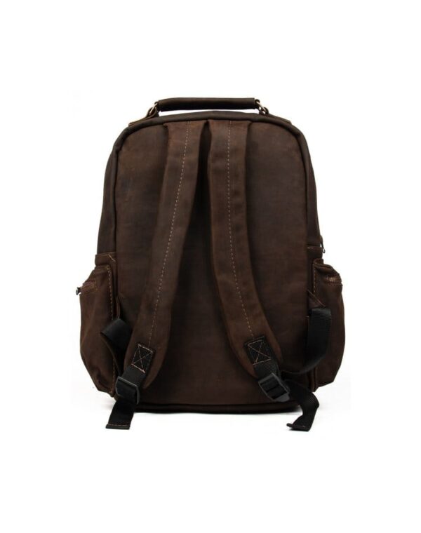 HANDSOME, RUGGED, LARGE CAPACITY - 100% GENUINE FULL GRAIN ARGENTINE COWHIDE "WAXED" LEATHER BACKPACK - HANDMADE GENUINE LEATHER BACKPACK - RGC-XL-8835/WL-CB - Image 3