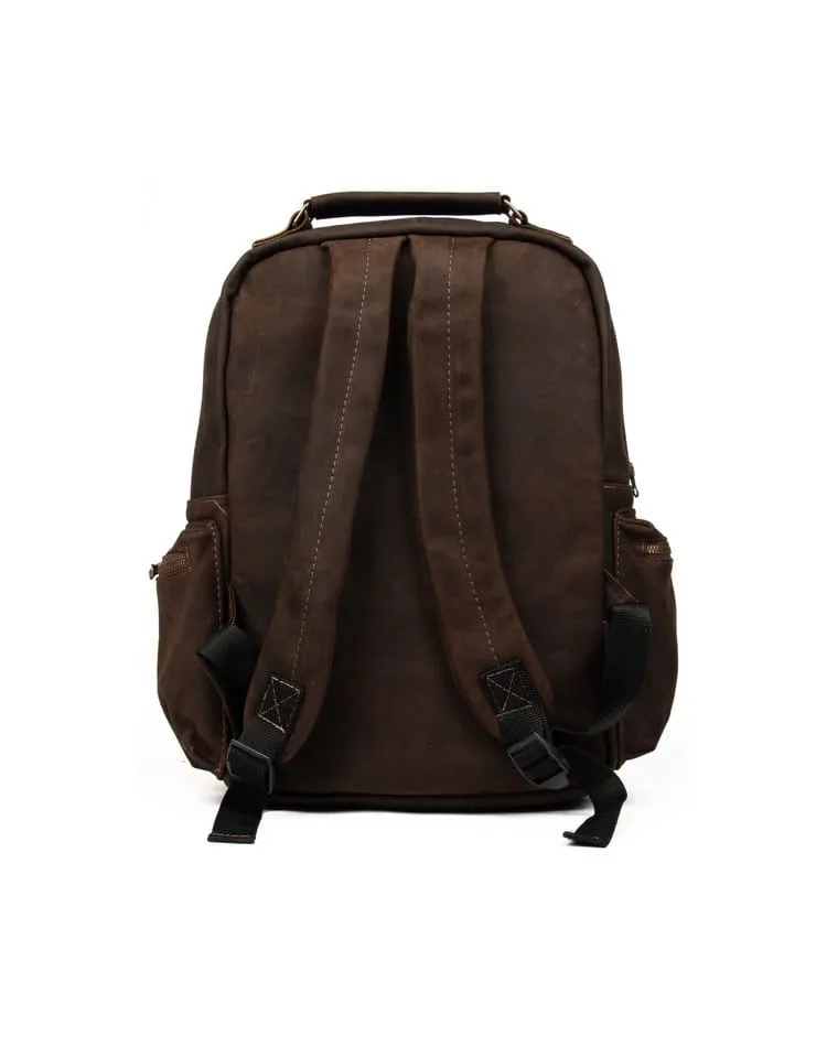 Rugged Unisex Waxed Leather Backpack - Image 3