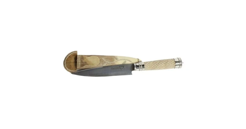 HAND BRAIDED RAWHIDE LEATHER HANDLED, FIXED BLADE GAUCHO KNIFE - EA-CI0006214/2188 - Image 3