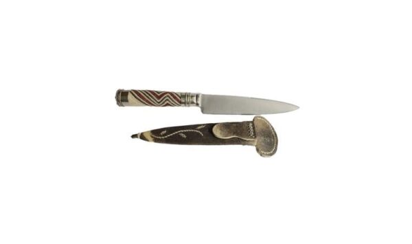 HAND BRAIDED & KNOTTED ARGENTINE GAUCHO KNIFE WITH HAND STITCHED EMBROIDERED RAWHIDE SCARAB - EA-CI 6114/1712-R - Image 4