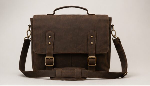 Handmade Argentinian leather briefcase crafted from premium waxed cowhide leather