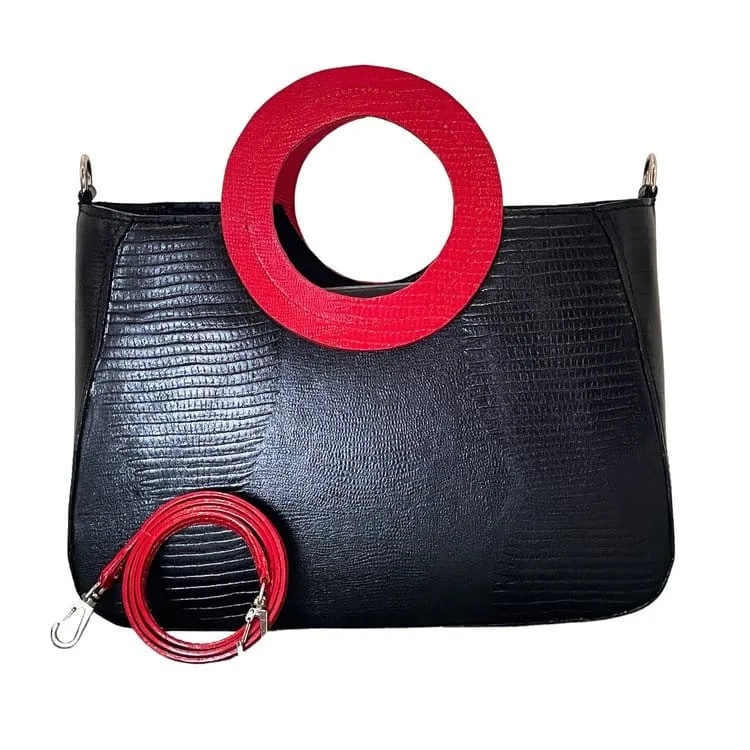 Timeless Black & Red Handbag – Handmade in Argentina with Premium Leather - Image 3