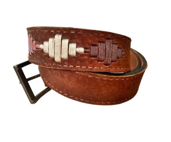 POLO PLAYER BELT OF AUTHENTIC CARPINCHO / CAPYBARA HIDE AND EMBROIDERED IN ARGENTINE DESIGN - ARG-CIN826/899-BR