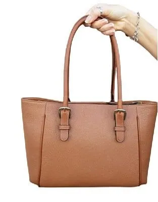 100% GENUINE ARGENTINIAN LEATHER SHOULD BAG, HANDMADE - QUILTED CARAMEL LEATHER WITH ADJUSTABLE STRAPS - OZ-355/3550-T - Image 2