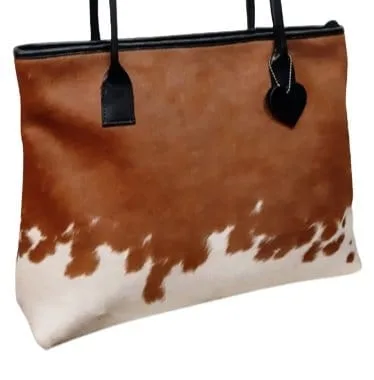HANDMADE IN ARGENTINA! 100% AUTHENTIC HAIR-ON COWHIDE LEATHER TOTE BAG - OZ-368/2838-HH