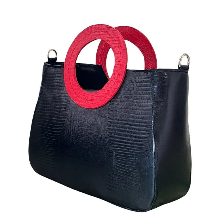 Timeless Black & Red Handbag – Handmade in Argentina with Premium Leather - Image 2