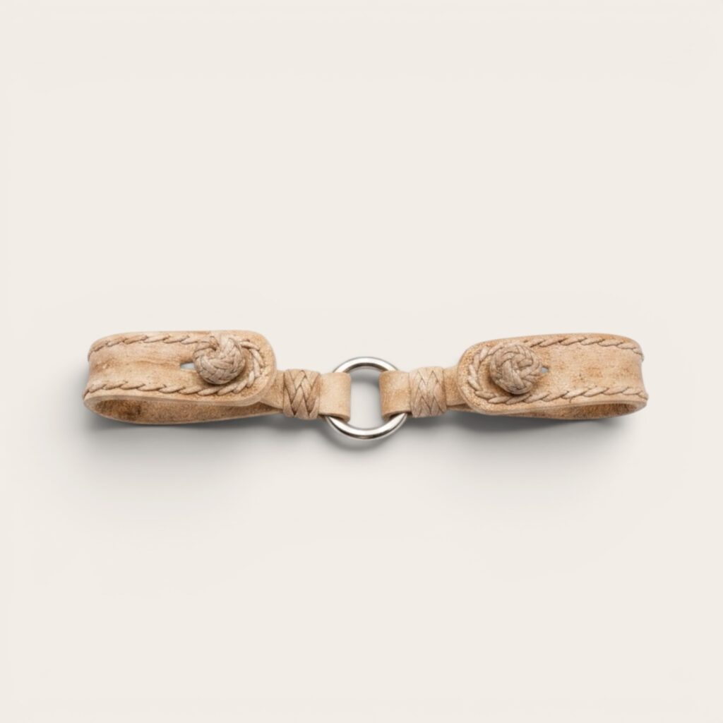 Alt text: Handmade rawhide double key holder from Argentina