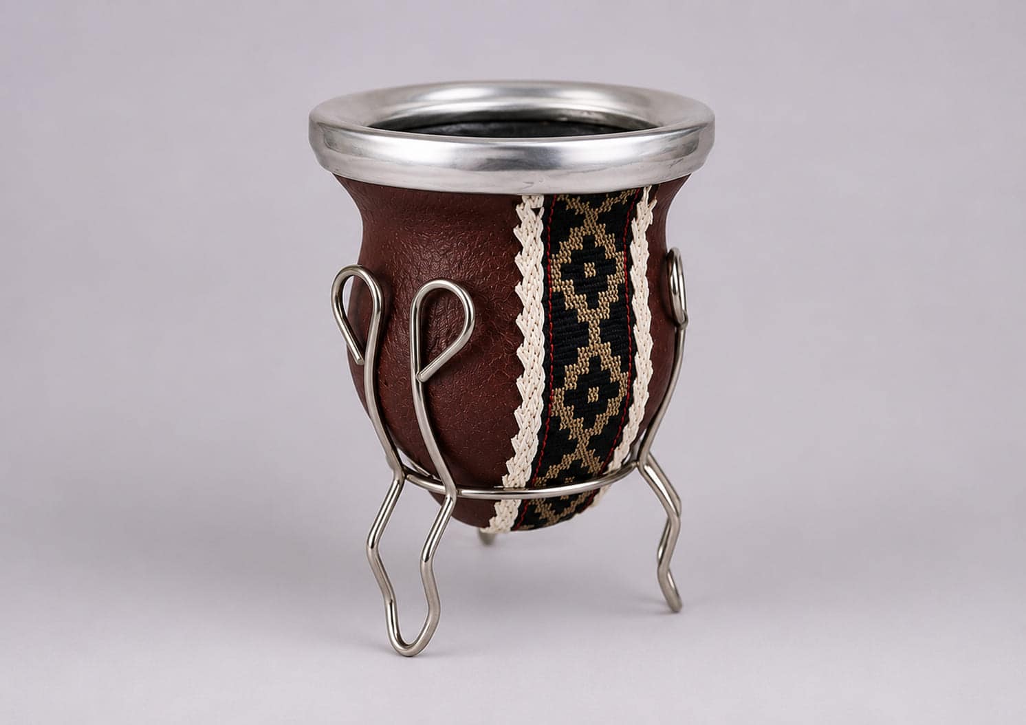 Traditional Argentine Mate Gourd with Stand - Image 2