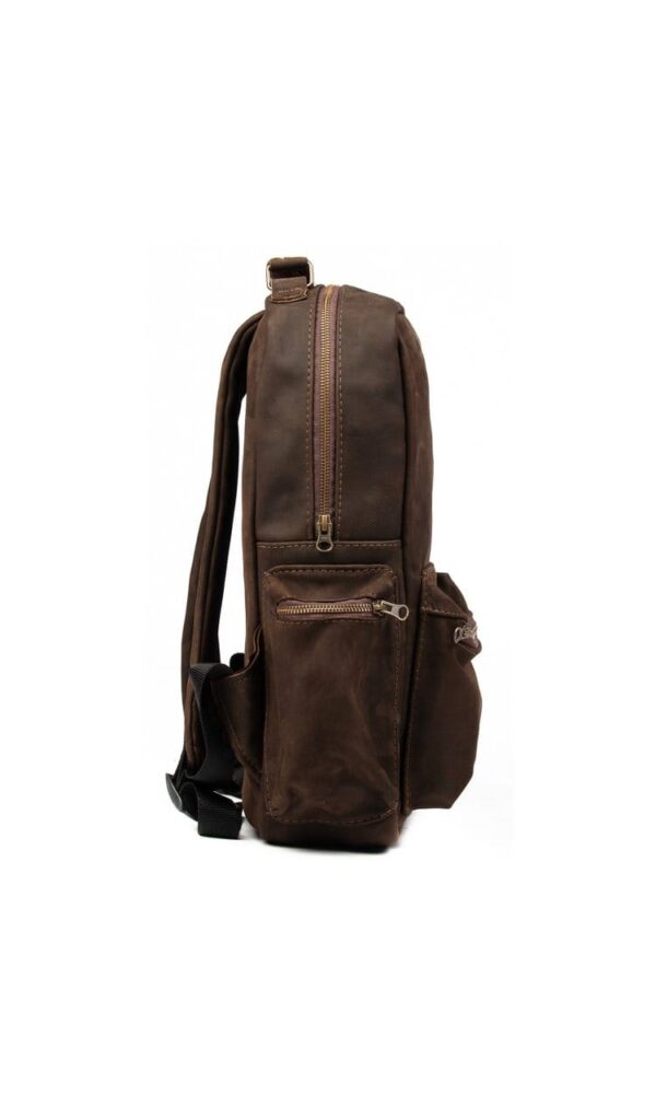 HANDSOME, RUGGED, LARGE CAPACITY - 100% GENUINE FULL GRAIN ARGENTINE COWHIDE "WAXED" LEATHER BACKPACK - HANDMADE GENUINE LEATHER BACKPACK - RGC-XL-8835/WL-CB - Image 2