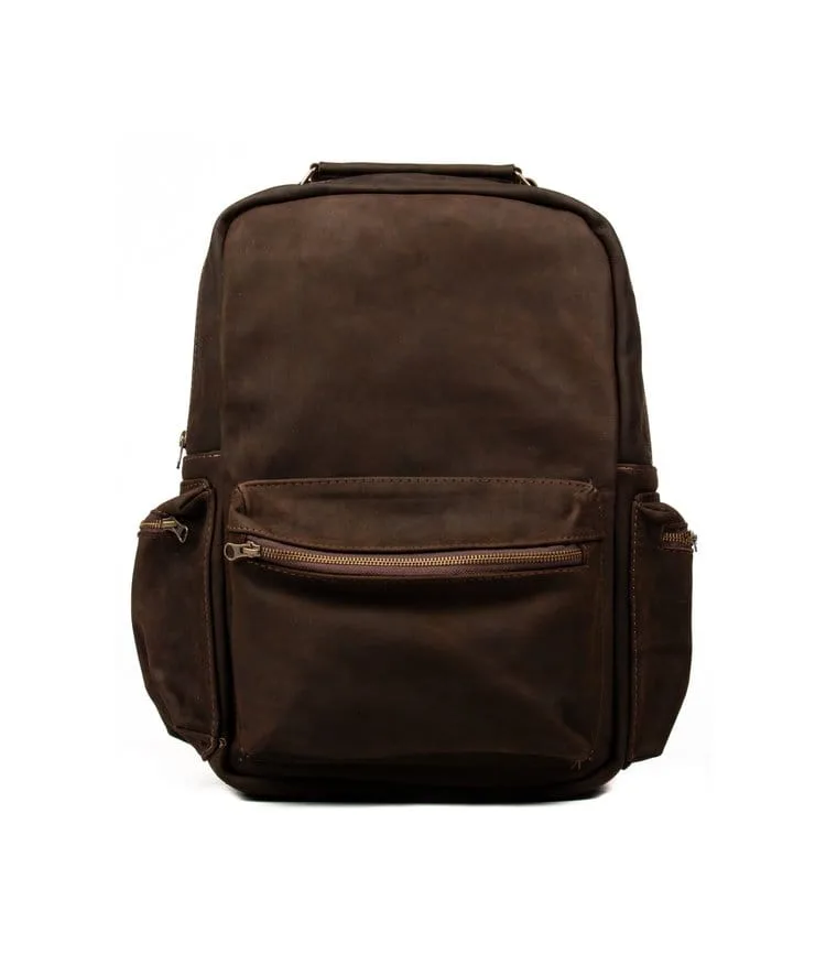 Rugged Unisex Waxed Leather Backpack