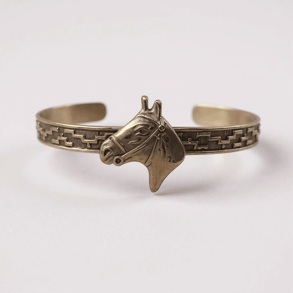Alpaca and Sterling Silver Horse Head Bracelet - Image 2