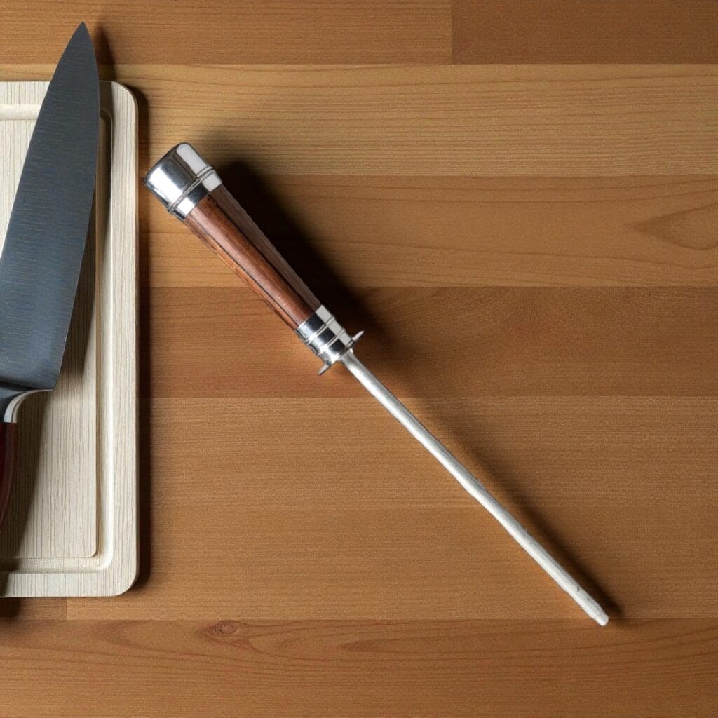 Handcrafted Argentine chaira made of Anchico wood and stainless steel.