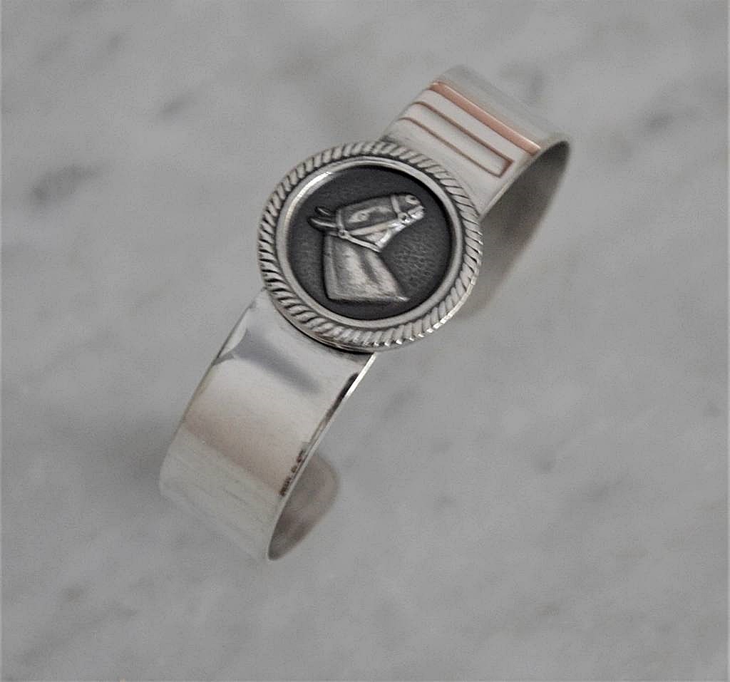 Alpaca & Sterling Silver Horse Cuff - Image 3