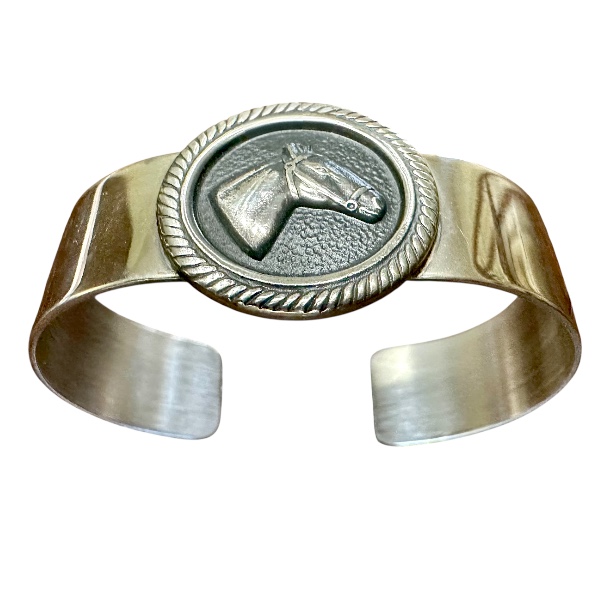 Alpaca & Sterling Silver Horse Cuff - Image 2