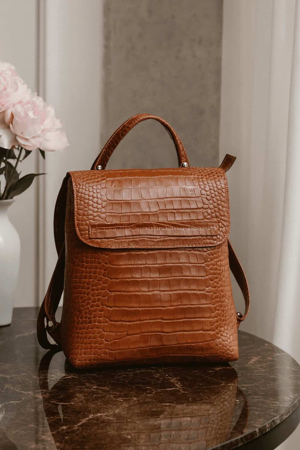 Contoured Argentine Cowhide Leather Backpack - Super Lightweight